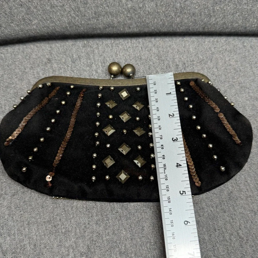 Boho Beaded Clutch Evening Bag Black Chicos Small - Picture 6 of 6